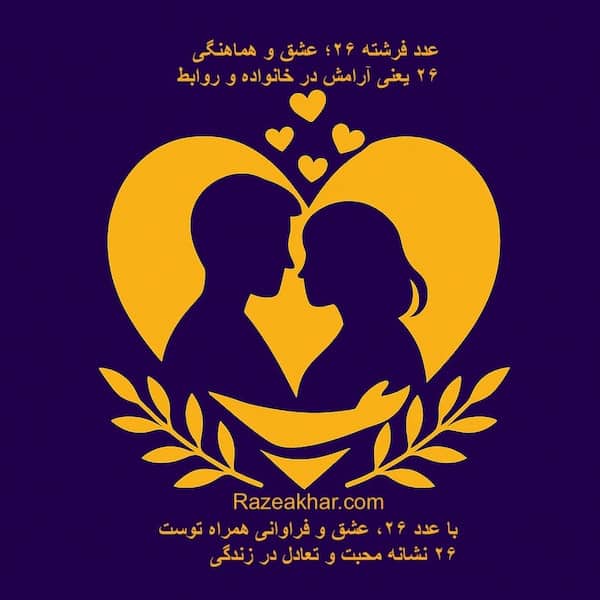 عدد فرشته ۲۶ – معنای عشق و قدرت، تصویر علم اعداد معنوی Razeakhar